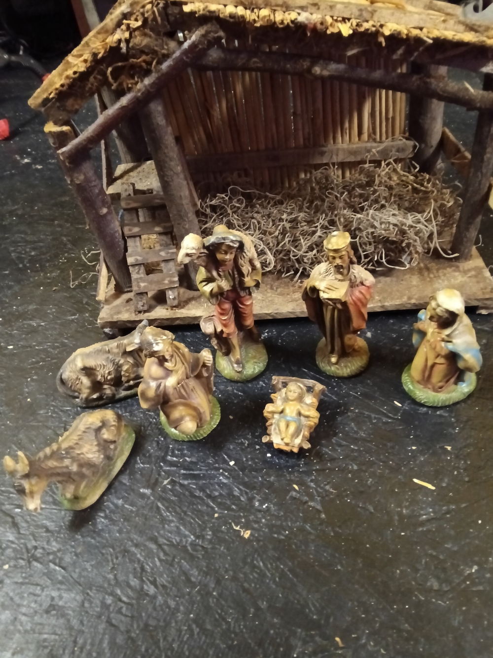 Nativity Stable Figurine Set - Brown Multi-Color